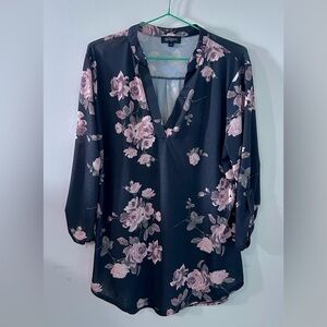 Eclipse Dark Floral V-Neck Top
